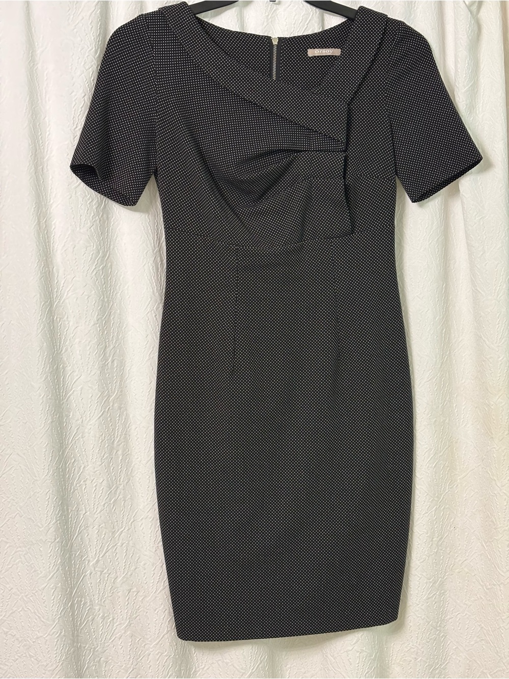 Orsay Tailored Black Textured Dress with Draped Asymmetric Neckline Size EUR 36